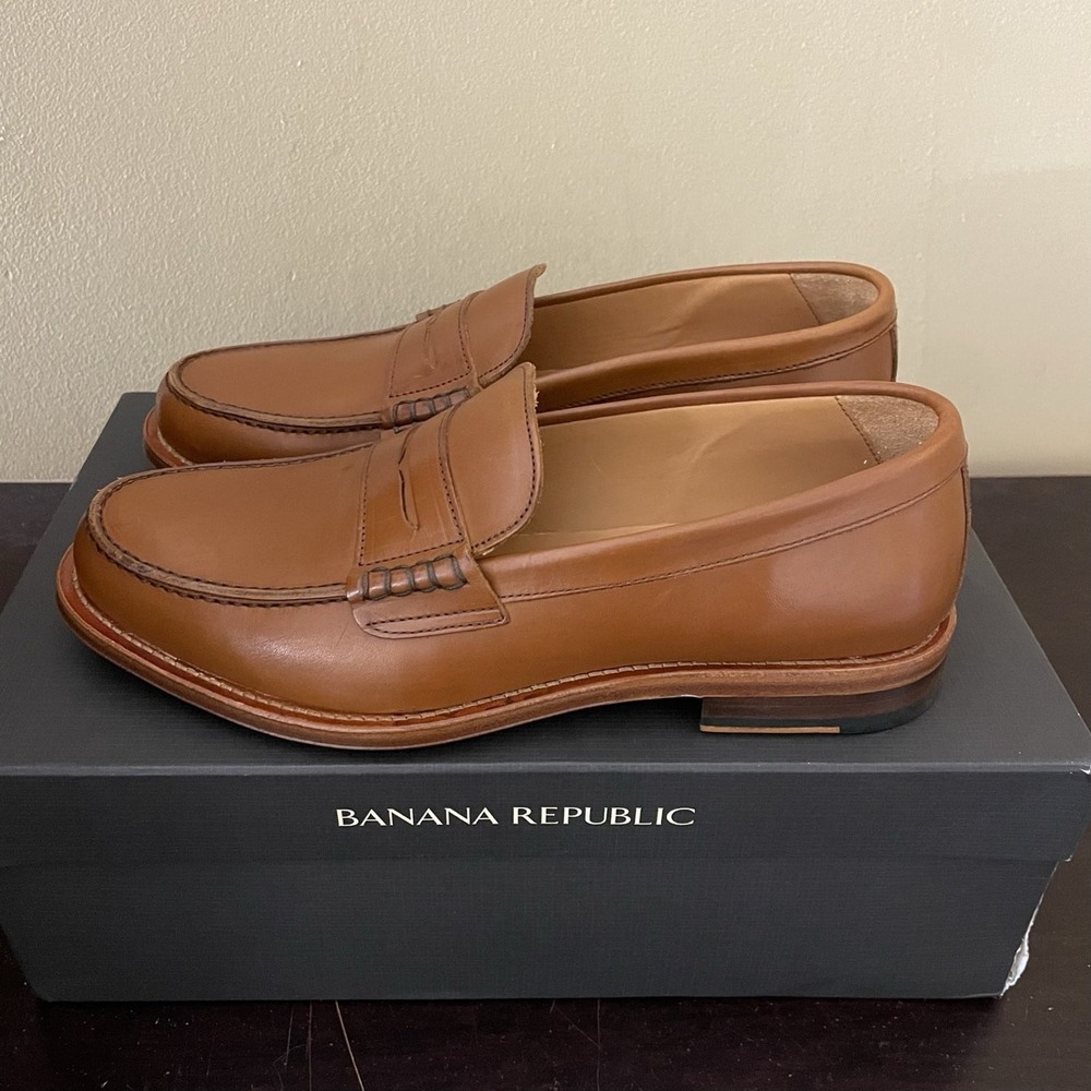 Banana Republic Leather Penny Loafer Cognac Brown Handmade 9.5 585521001